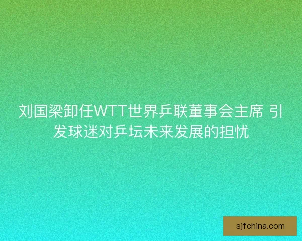 刘国梁卸任WTT世界乒联董事会主席 引发球迷对乒坛未来发展的担忧 刘国梁卸任WTT世界乒联董事会主席 引发球迷对乒坛未来发展的担忧