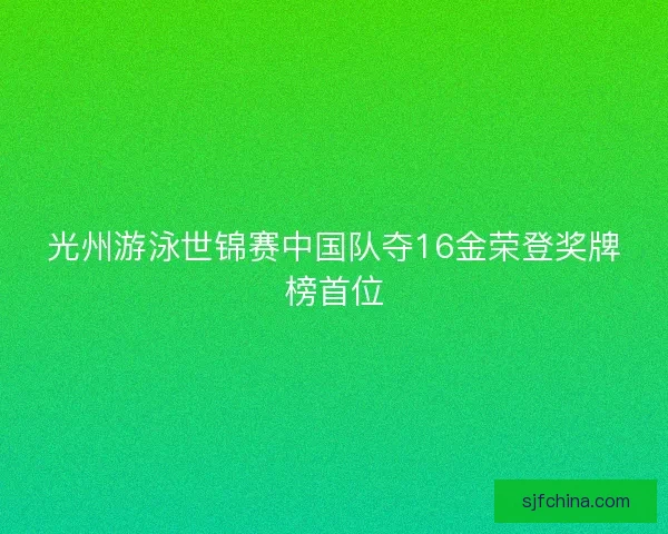 光州游泳世锦赛中国队夺16金荣登奖牌榜首位